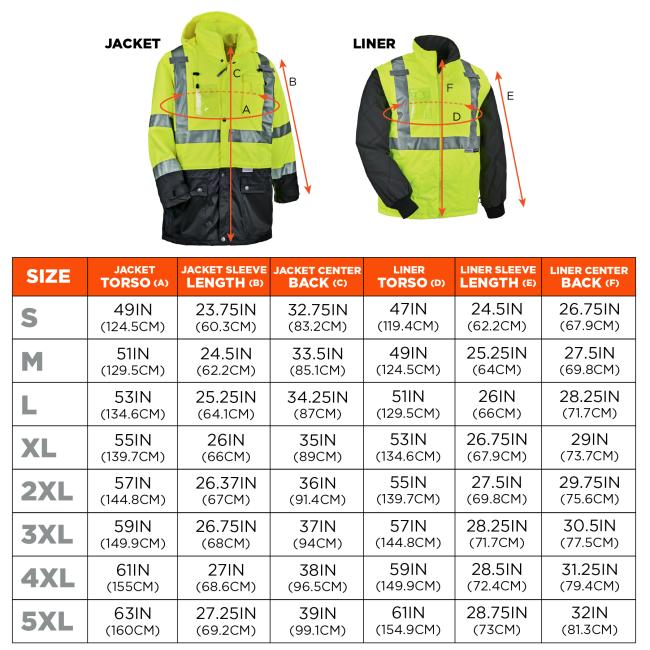 Size chart for sizes S - 5XL. Screen readers, please view size chart after color selector for optimal experience.