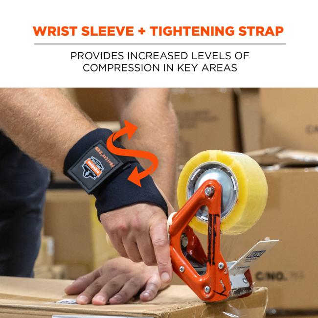 Wrist sleeve and tightening strap: provides increase levels of compression in key areas