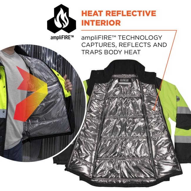 Heat reflective interior: ampliFIRE technology captures, reflects and traps body heat