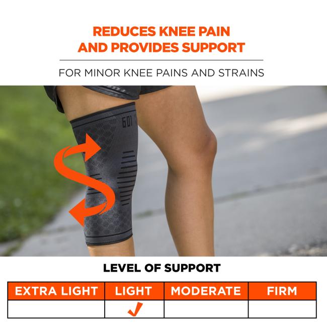 Reduces knee pain and provides support: for minor knee pains and strains. Light level of support