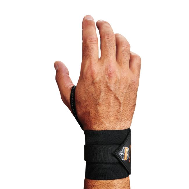 Main image of black wrist wrap support with thumb loop