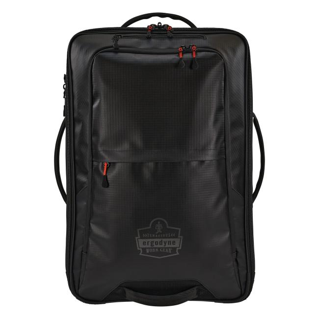 Front view of softside carry on luggage