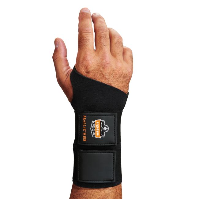 Main image of black double strap wrist support sleeve