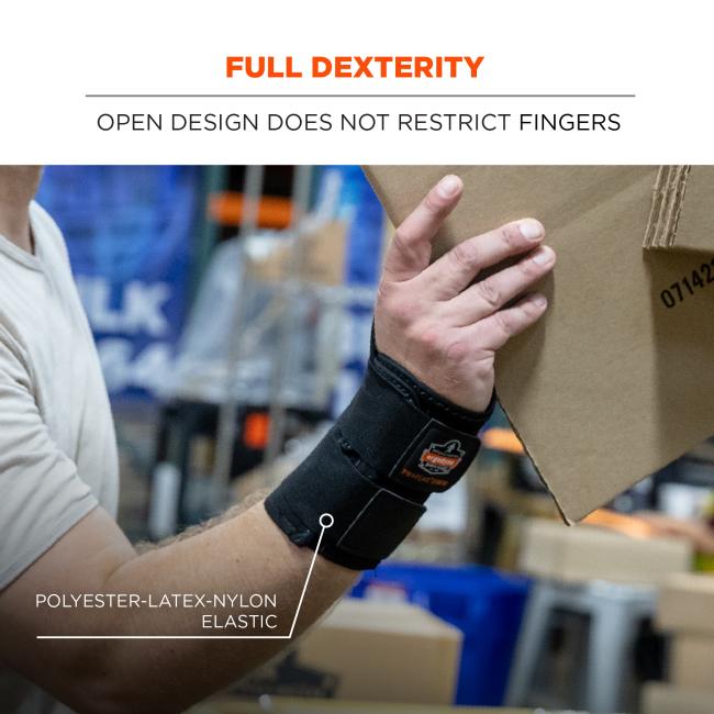 Full dexterity: open design does not restrict fingers. Polyester latex nylon elastic