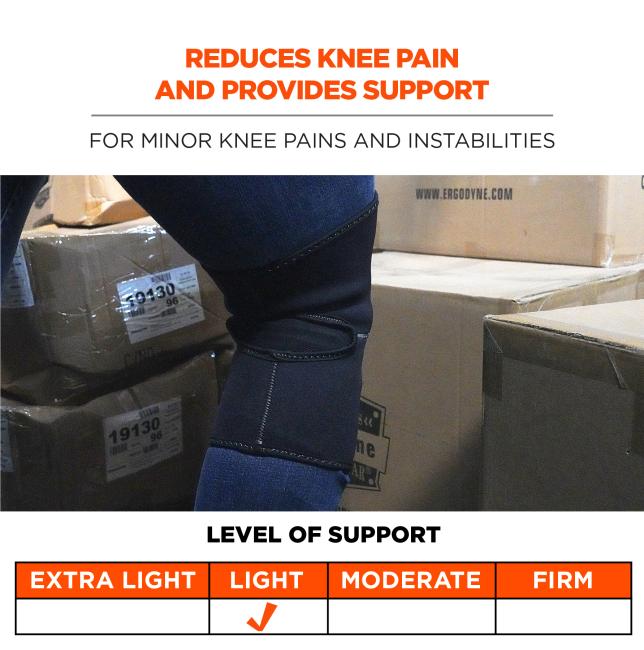 Reduces knee pain and provides support: for minor knee pains and strains. Light level of support