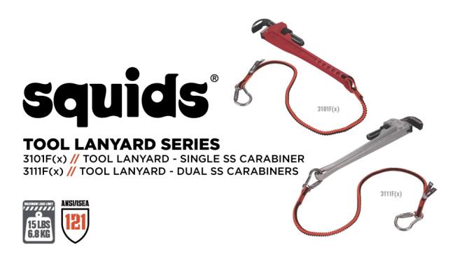 Squids 3148 Tool Lanyard - XL Locking Carabiner and Loop - 80lbs