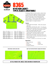 glowear 8365 rainwear spec sheets pdf