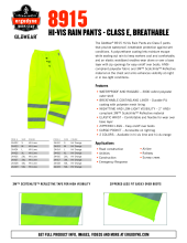 glowear 8915 rainwear spec sheets pdf