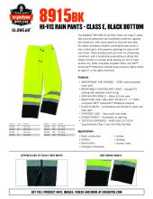 glowear 8915bk rainwear spec sheets pdf