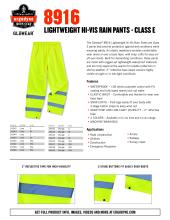 glowear 8916 rainwear spec sheets pdf