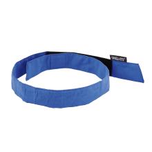 Front of blue polymer cooling headband