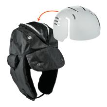 Zippered trapper hat features a bump cap insert