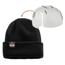 Zippered rib knit beanie hat features a bump cap that is worn inside of the beanie hat