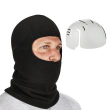 3q view of zippered balaclava face mask with bump cap