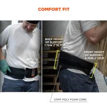 Comfort fit: stiff poly foam core. Back height of support: 7.75 inches or 19.7cm, front height of support: 4.75 inches or 12cm