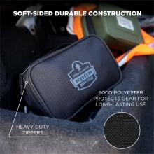 Soft-sided durable construction: heavy-duty zippers. 6000D Polyester protects gear for long-lasting use