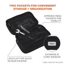 Two pockets for convenient storage and organization: Zippered mesh pockets for visibility, lays flat for quick access/viewing, exterior ID card window. Label card not included