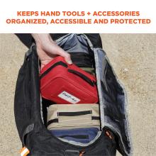 Keeps hand tools and accessories organized, accessible and protected