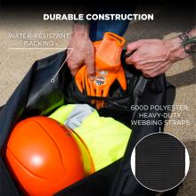 Durable construction: water-resistant backing, 600D polyester heavy-duty webbing straps