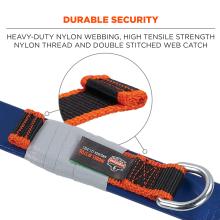 Durable security: heavy duty nylon webbing, high tensile strength nylon thread and double stitched web catch