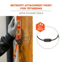 Retrofit attachment point for tethering: affix to hand tools. Corrosion resistant