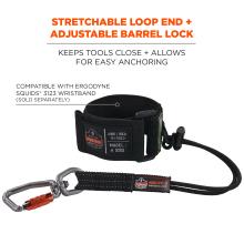 Squids 3714 Elastic Tool Tail Lanyard - Carabiner & Cinch Loop - 10lbs ...