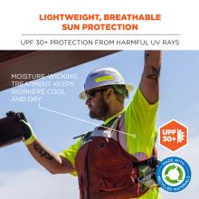 Lightweight, breathable sun protection: UPF 30 plus protection from harmful UV rays. Moisture-wicking treatment keeps workers cool and dry