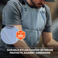 The durable nylon-coated exterior of the vest protects against abrasions, ensuring long-lasting use.