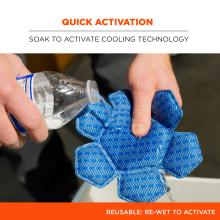 Quick Activation: Soak to activate cooling technology. Reusable: Re-wet to activate.