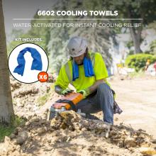 The 6602 Cooling Towels are water-activated for instant cooling relief. The kit includes six cooling towels.