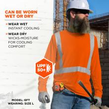 Can Be Worn Wet or Dry: Wear Wet: Provides instant cooling. Wear Dry: Wicks moisture for cooling comfort. Features UPF 50+ sun protection. Modeled by a 6-foot individual wearing size Large.