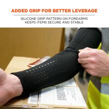 The sleeves feature a silicone grip pattern on the forearms for added grip and leverage, ensuring secure and stable handling of items.