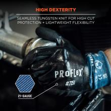 High dexterity: Seamless tungsten knit for high cut protection and lightweight flexibility. 21-gauge.