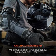 Natural, flexible fit: Pre-curved design and flexible elbow zones for easy mobility.