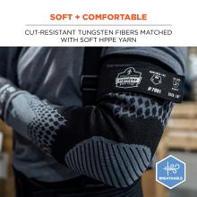 Soft + comfortable: Cut-resistant tungsten fibers matched with soft HPPE yarn. Breathable.