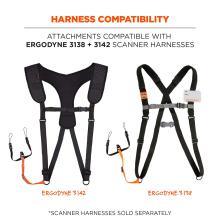 Harness Compatibility: Attachments compatible with Ergodyne 3138 and 3142 scanner harnesses. Scanner harnesses sold separately