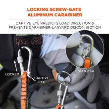 Locking Screw-Gate Aluminum Carabiner: Captive eye predicts load direction and prevents carabiner-lanyard disconnection