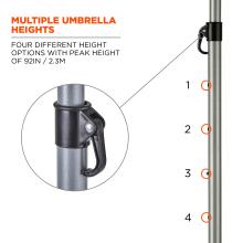 Multiple umbrella heights: four different height options with peak height of 92 inches or 2.3m