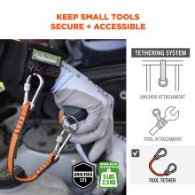 Keep Small Tools Secure and Accessible: Part of a tethering system with anchor attachment and tool tether. ANSI/ISEA 121 certified. Maximum load limit of 5 lbs (2.3 kg)