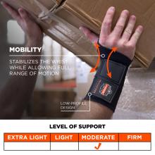 Mobility: stabilizes the wrist while allowing full range of motion. Low-profile design. Moderate level of support