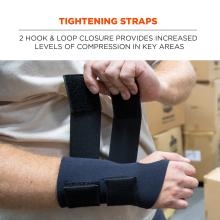 Tightening straps: 2 hook and loop closures provide increased levels of compression in key areas