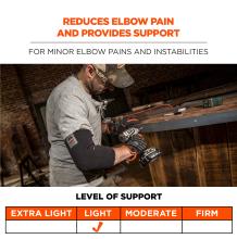 Reduces elbow pain and provides support: for minor elbow pains and instabilities. Light level of support