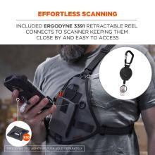 Effortless Scanning: Included Ergodyne 3391 retractable reel connects to the scanner, keeping it close by and easy to access. Ergodyne 3701 adhesive puck sold separately