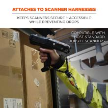 Attaches to Scanner Harnesses: Keeps scanners secure and accessible while preventing drops. Compatible with most standard jobsite scanners