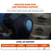 Reduces knee paid and provides support: for minor knee pains and instabilities. Firm level of support