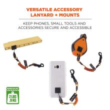 Versatile accessory lanyard and mounts: Keep phones, small tools, and accessories secure and accessible. Maximum load limit: 2LBS (.9KG)