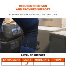 Reduces knee pain and provides support: for minor knee pains and strains. Light level of support