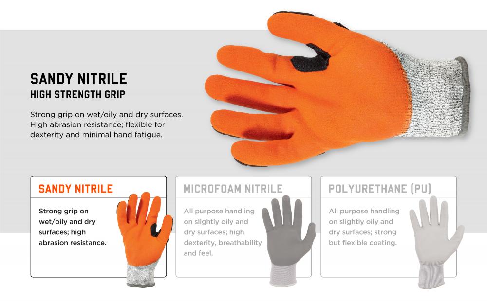 Nitrile-Coated Cut-Resistant Gloves, Dorsal Impact Reducing