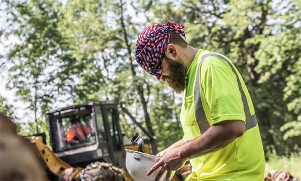 Outdoors with an absorptive bandana