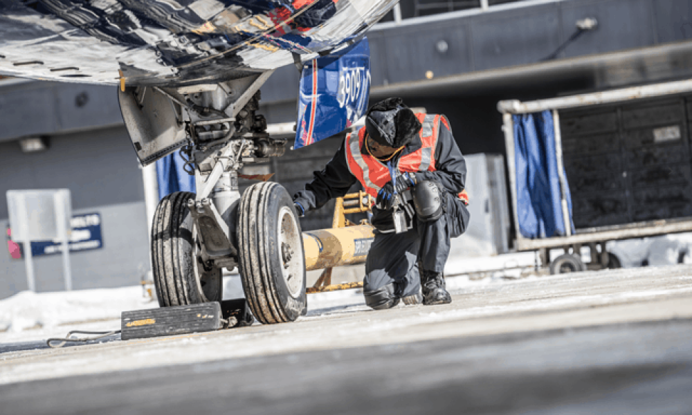 Kneeling by aircraft landing gear